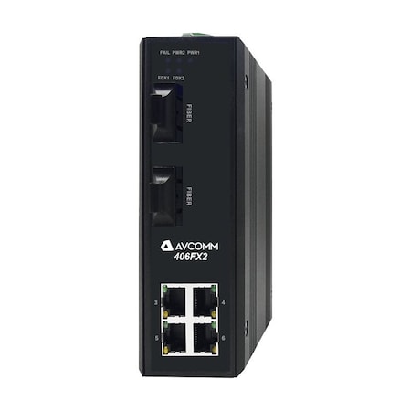 Avcomm 6-Port Industrial Unmanaged Ethernet Switch 406FXE2-ST-100